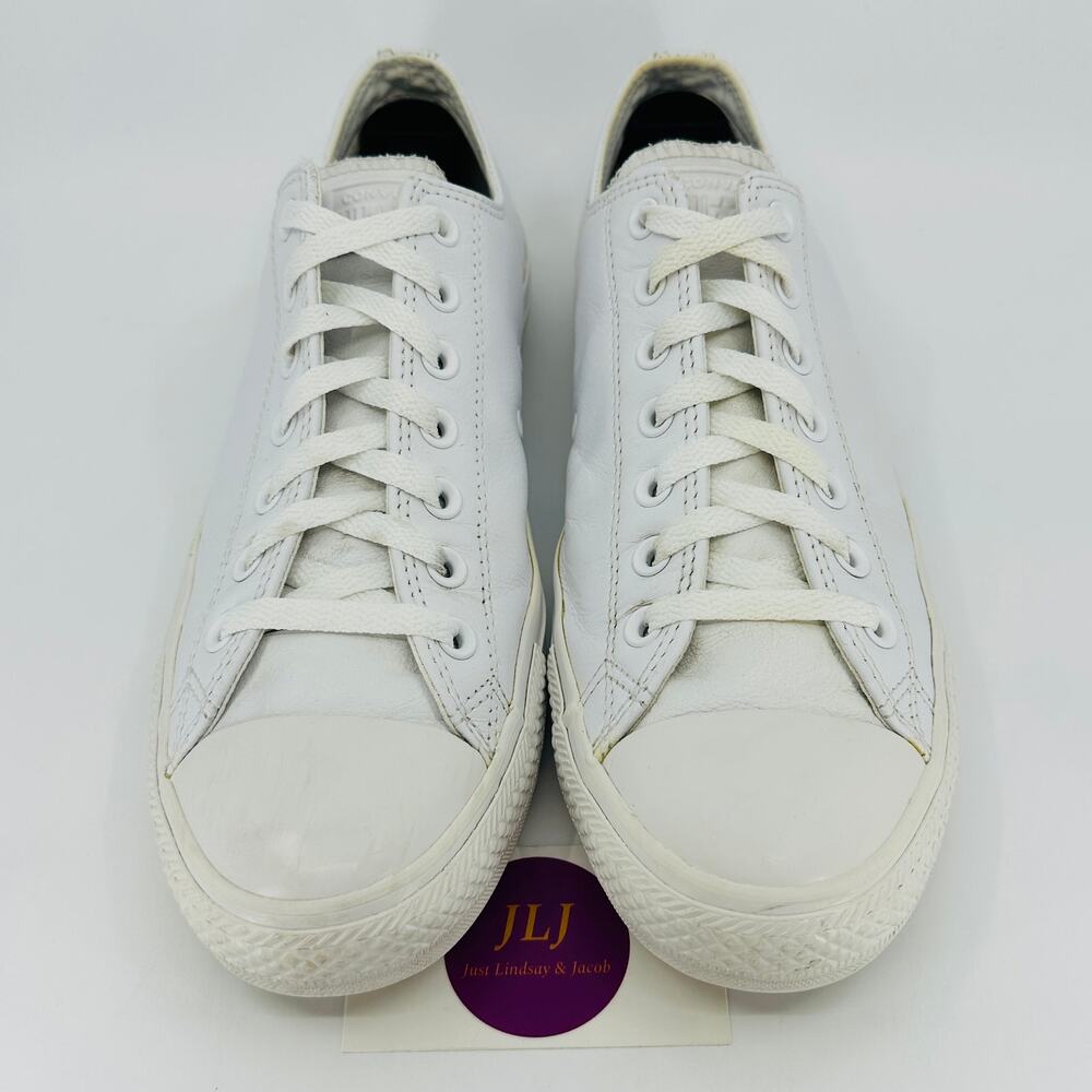 Converse Men's Chuck Taylor All Star Mono White Leather Sneakers 136823C Size 10 - Picture 3 of 11